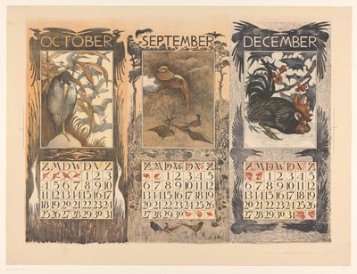 Calendriers pour octobre, septembre et décembre 1903 - Theo van Hoytema