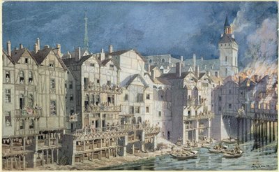 Incendie au Pont aux Meuniers en 1621 - Theodor Josef Hubert Hoffbauer