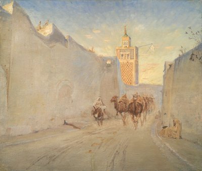 Chameaux dans une rue en Tunisie - Theodor Philipsen