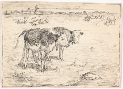 Un couple de veaux sur "Fladen", Saltholm - Theodor Philipsen