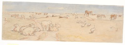 Moutons et oies à Saltholm (esquisse pour décoration de bol à punch) - Theodor Philipsen