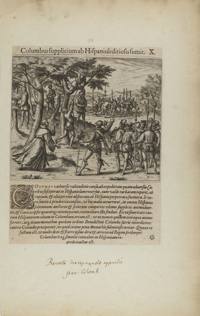 Columbus Supplicium ab Hispanis Seditiosis Sumit. X. (extrait du livre Americae, quatrième partie) - Theodor de Bry