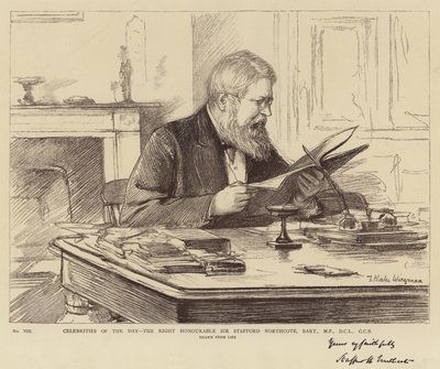 Célébrités du jour, le très honorable Sir Stafford Northcote, baronnet, MP, DCL, GCB - Theodore Blake Wirgman