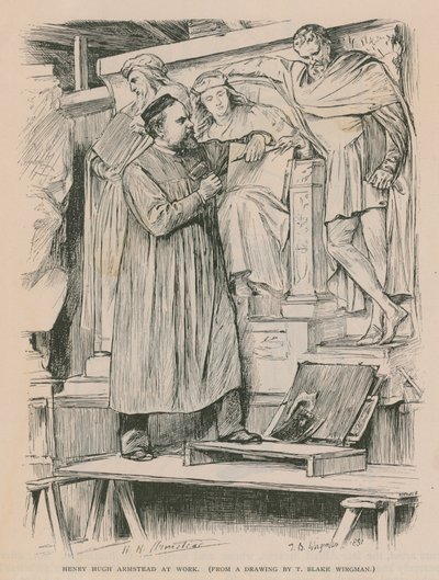 Henry Hugh Armstead travaillant sur le mémorial Albert - Theodore Blake Wirgman