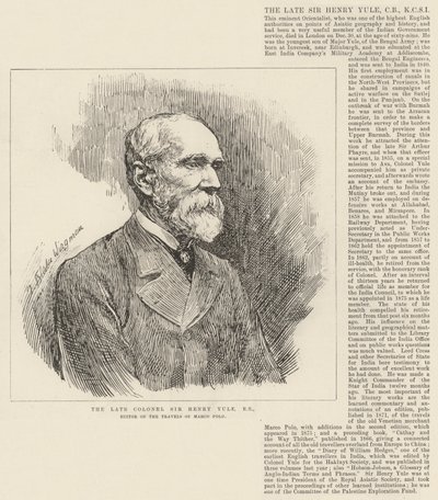 Le défunt Colonel Sir Henry Yule, RE, éditeur des Voyages de Marco Polo - Theodore Blake Wirgman