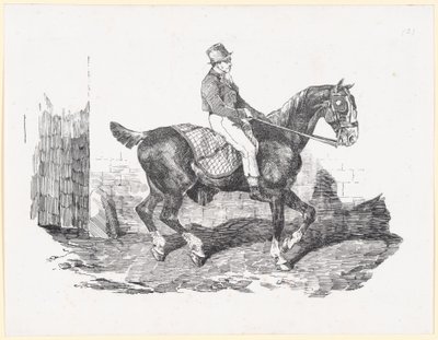 Cheval de carrosse monté par un palefrenier, dit aussi Cheval anglais avec une couverture à carreaux (Carriage Horse Ridden by a Groom, also called English Horse with a Checkered Blanket) - Theodore Gericault