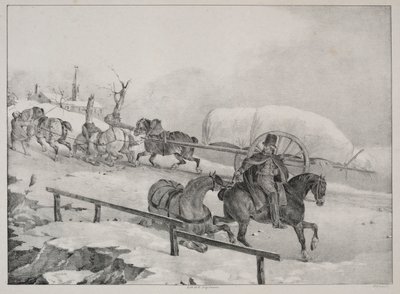 Quatre sujets divers : Chariot grimpant une colline - Theodore Gericault