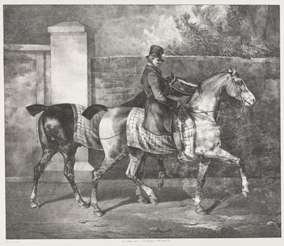 Deux chevaux exercés par un jockey - Theodore Gericault