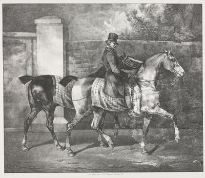 Deux chevaux entraînés par un jockey - Theodore Gericault