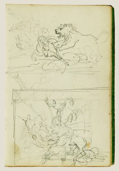Deux études de composition représentant une chasse au lion - Theodore Gericault
