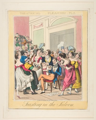 Plaisirs théâtraux, planche 5 : Festin dans le salon, vers 1835 - Theodore Lane