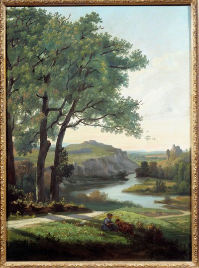 Paysage avec arbre et lac - Theodore Ravanat