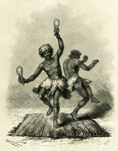 La Danse Prophétique, spécialement pour la tribu des Masoupias, dure toute la journée, accompagnée de tambours, de chants et de claquements de mains, les deux danseurs exécutent leur danse jusqu