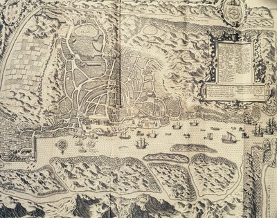 Ville de Goa en Inde, gravure de Theodor de Bry (1528-1598) du récit de voyage du marin Jan Huyghen van Linschoten en Inde portugaise 1579-1592), 16ème siècle - Theodore de Bry