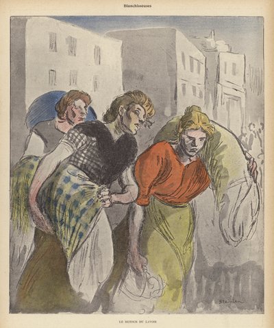 Blanchisseuses revenant de la blanchisserie - Theophile Alexandre (after) Steinlen