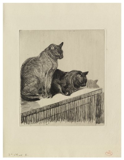 Deux chats sur un meuble - Théophile Alexandre Steinlen