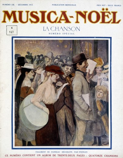 Magazine « musica Noel », numéro spécial chanson de décembre 1913. La couverture consiste en un fragment de panneau décoratif de Steinlen. - Théophile Alexandre Steinlen
