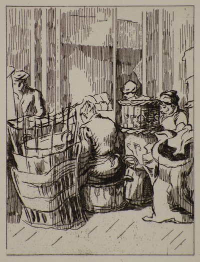 Hommes et femmes avec des paniers, 20e siècle - Therese Lessore