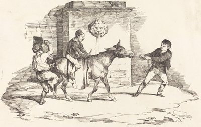Trois enfants jouant avec un âne - Théodore Gericault and Nicolas Toussaint Charlet