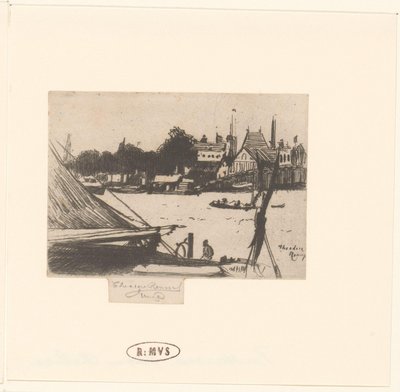 Vue de la rivière avec des bateaux - Théodore Roussel (signed by artist)