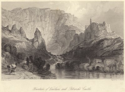 Fontaine de Vaucluse et château de Pétrarque - Thomas (after) Allom