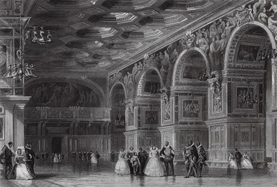 Galerie de Henri II à Fontainebleau (gravure) - Thomas (after) Allom