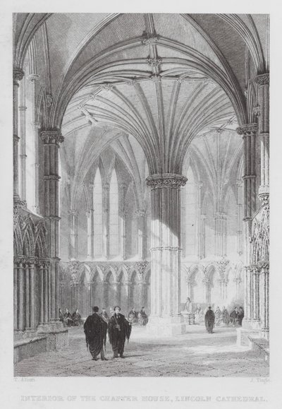 Intérieur de la salle capitulaire, cathédrale de Lincoln (gravure) - Thomas (after) Allom