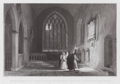 Monument à Lord Byron, église de Hucknall, Nottinghamshire (gravure) - Thomas (after) Allom