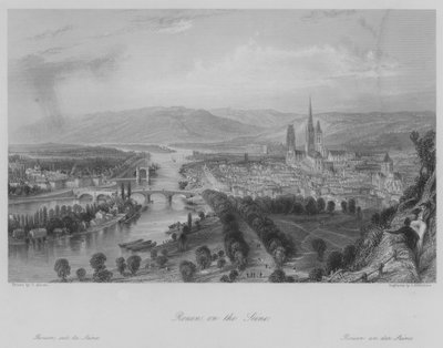 Rouen, sur la Seine (gravure) - Thomas (after) Allom