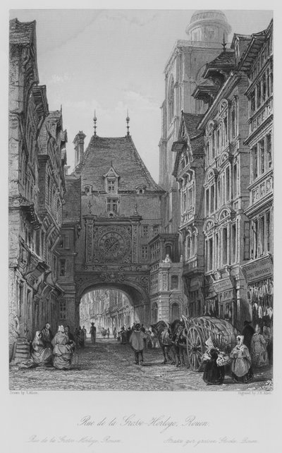Rue de la Grosse-Horloge, Rouen (gravure) - Thomas (after) Allom