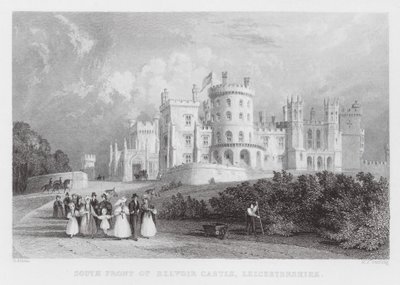 Façade sud du château de Belvoir, Leicestershire (gravure) - Thomas (after) Allom
