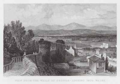 Vue des murs de Chester, regardant vers le Pays de Galles (gravure) - Thomas (after) Allom