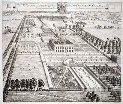 La perspective sud-est de Frogpool, la résidence de Rowland Fdyon, de 