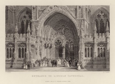 Entrée de la cathédrale de Lincoln - Thomas Allom