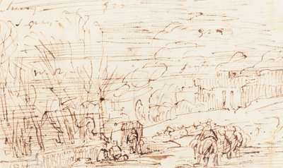 Figures dans un paysage [verso] - Thomas Barker