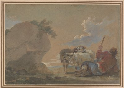 Paysage avec berger et moutons - Thomas Barker
