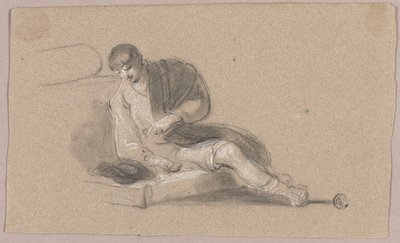 Homme assis pointant vers le bas (recto et verso) - Thomas Barker