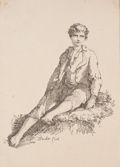 Spécimens de Polyautographie : Garçon Assis sur une Rive Herbeuse - Thomas Barker