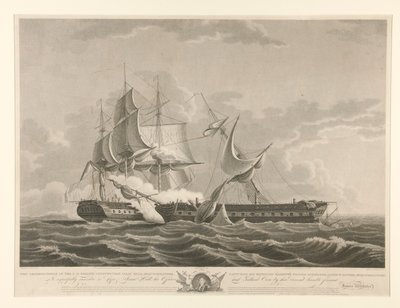 Cette représentation de la frégate américaine Constitution capturant - Thomas Birch