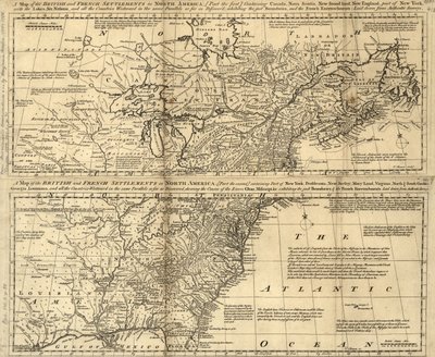 Carte des établissements britanniques et français en Amérique du Nord LOC 2003623385 - Thomas Bowen