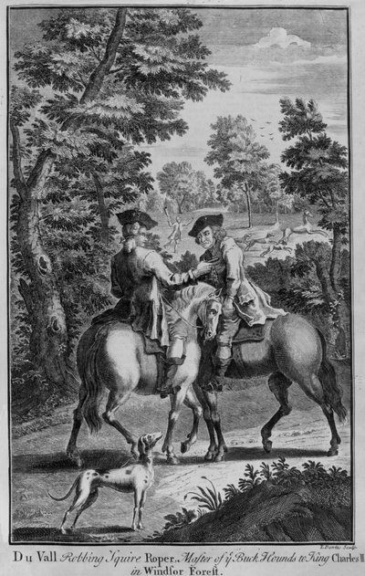 Claude Duval volant Squire Roper, maître des Buckhounds du roi Charles II, dans la forêt de Windsor - Thomas Bowles