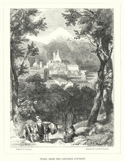 Turin, depuis le couvent des Capucins (gravure) - Thomas Brabazon Aylmer