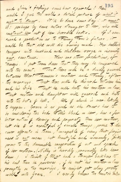 Décrit une conversation avec Jesse Haney à propos de Fanny Fern et de ses filles. Transcription - Thomas Butler Gunn