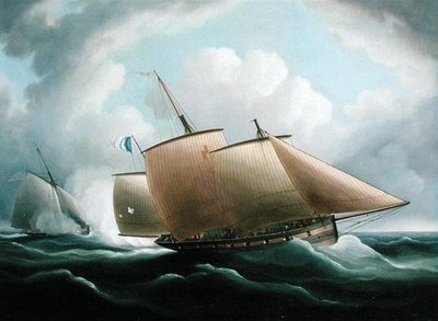 Un lougre français poursuivi par un cutter anglais - Thomas Buttersworth