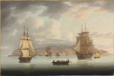 Rade de Funchal, H.M.S. Blenheim avec Greyhound et Harrier en route, 1805 - Thomas Butterworth