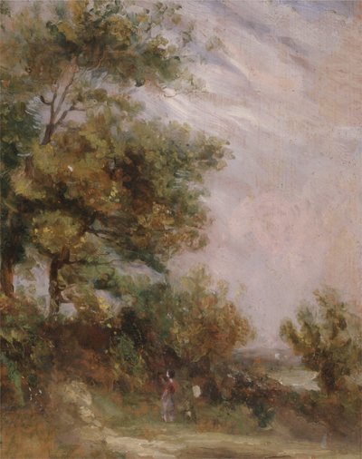Paysage avec arbres et figures (recto) - Thomas Churchyard