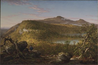 Vue des deux lacs et de la Mountain House, montagnes Catskill, matin - Thomas Cole