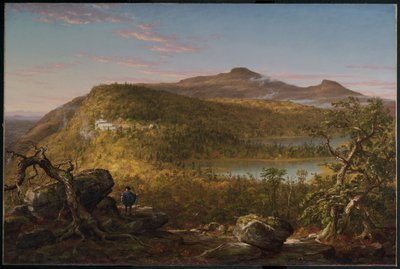 Vue des deux lacs et de la maison de montagne, Catskill Mountains, matin - Thomas Cole