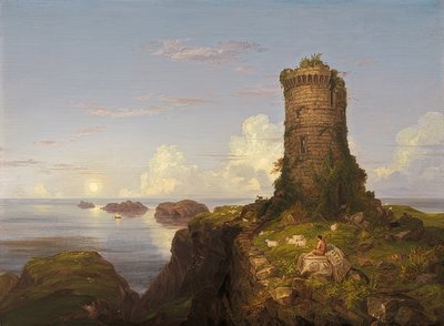 Côte italienne avec ruine de tour - Thomas Cole