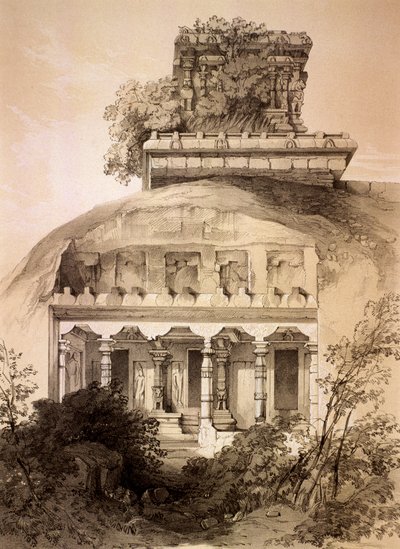 Grotte avec Vimana structurel, Mahavellipore - Thomas Colman Dibdin